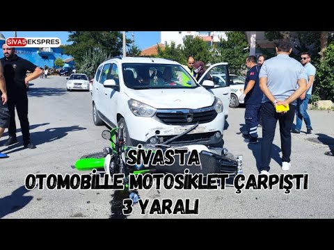 Sivas'ta Otomobille Motosiklet Çarpıştı: 3 Yaralı