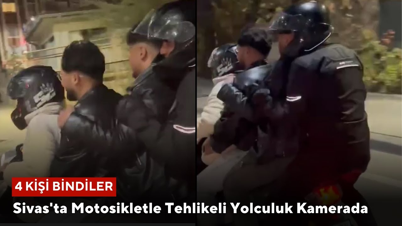 Sivas'ta Motosikletle Tehlikeli Yolculuk Kamerada