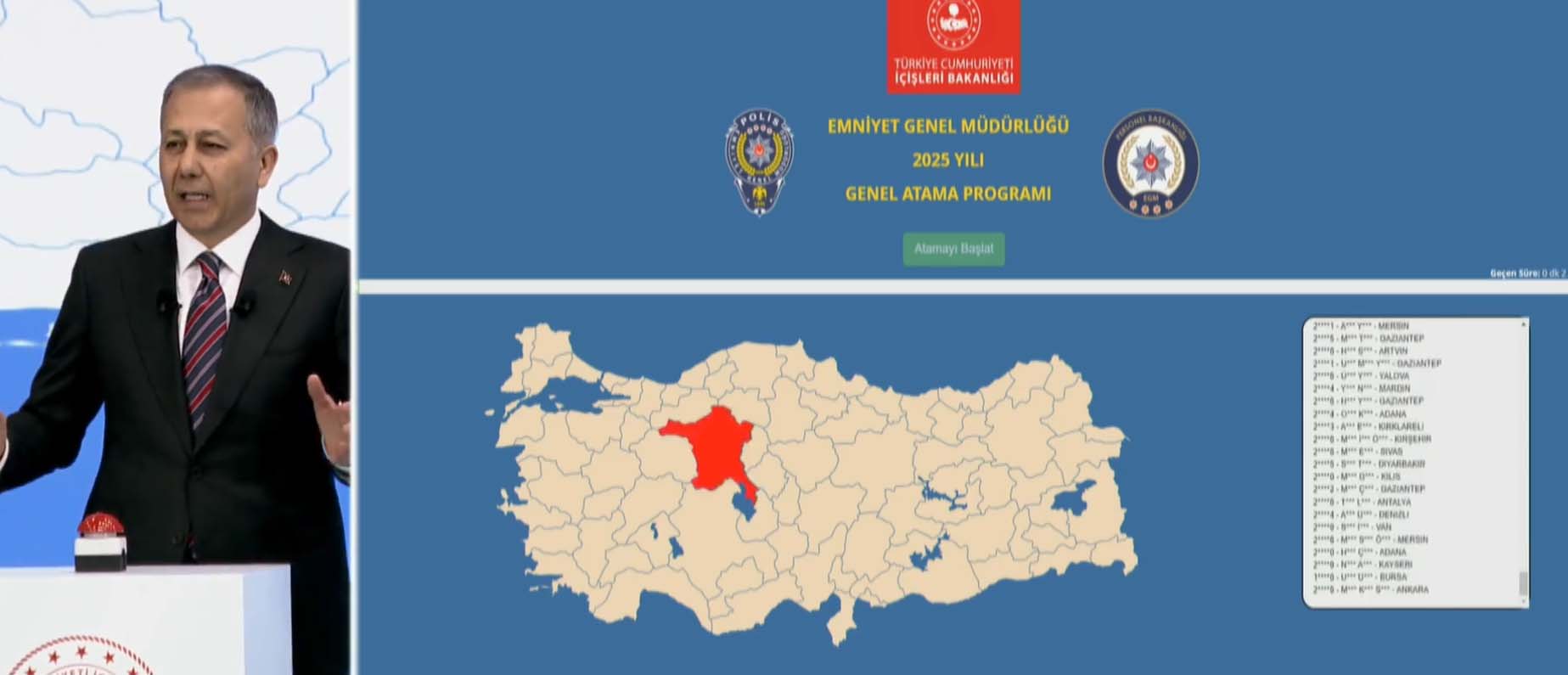 22 bin 45 polisin atama ve yer değiştirmesi yapıldı