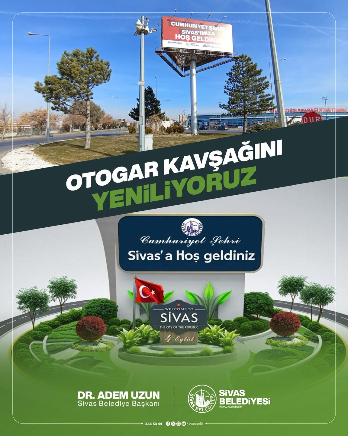 Sivas’ta Otogar Kavşağına Yeni Totem