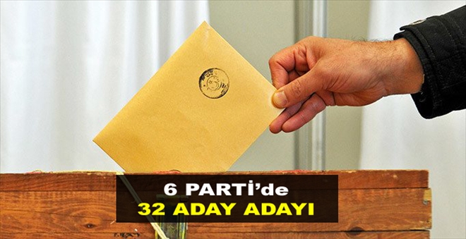 6 PARTİ´de  32 ADAY ADAYI