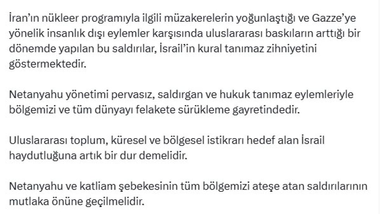 İsrail'in İran'a düzenlediği saldırılar provokasyondur