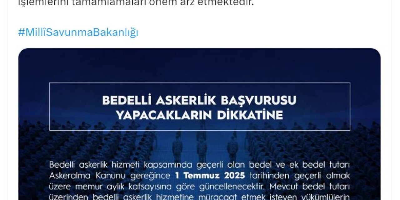 Bedelli askerlik ücretlerine güncelleme