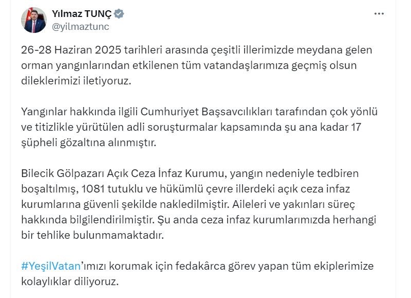 Yangınlarla ilgili 17 şüpheli gözaltına alındı