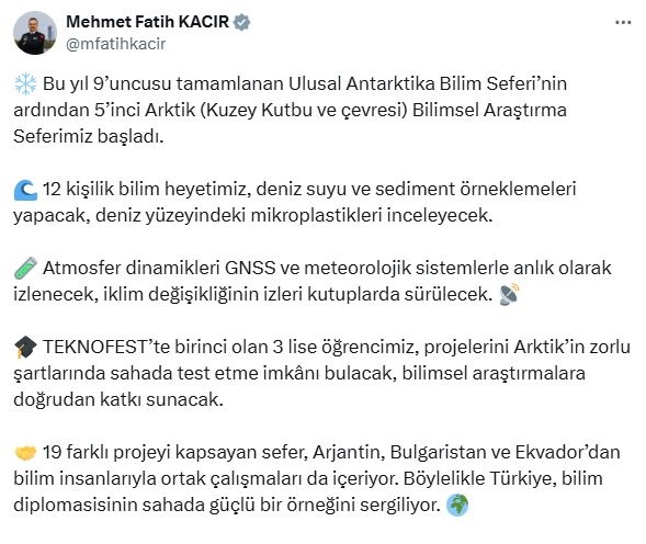 Türkiye Arktik Araştırmalarına 5. Kez Yola Çıktı