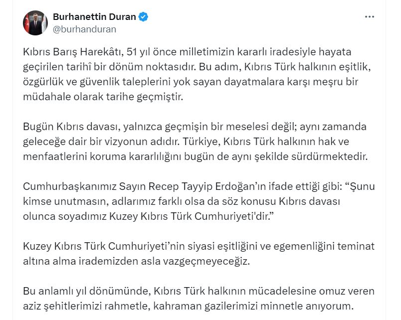 İletişim Başkanı’ndan Kıbrıs Mesajı