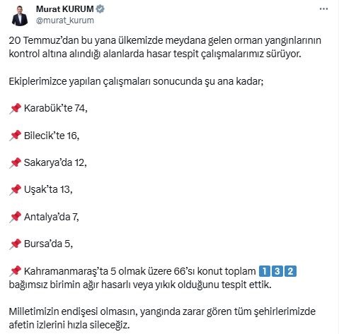 7 ildeki orman yangınında ağır hasar
