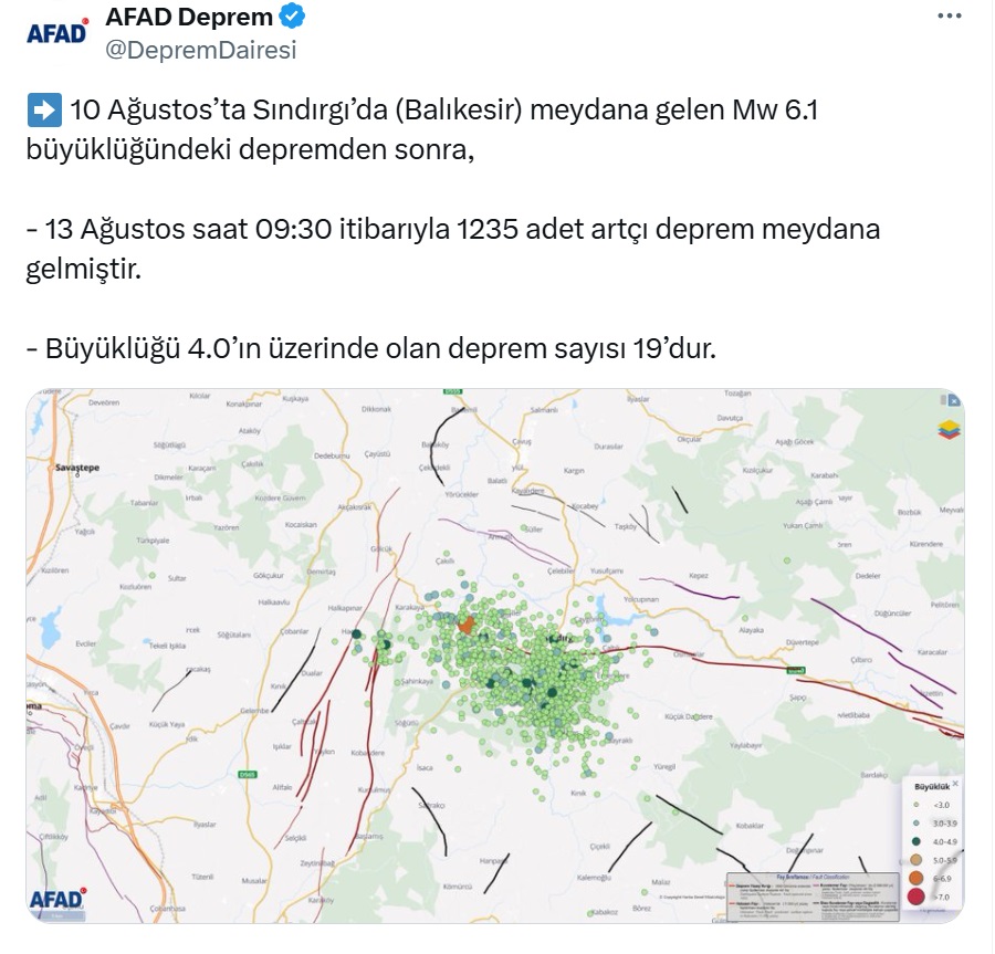 Balıkesir'de  1235 artçı sarsıntı oldu