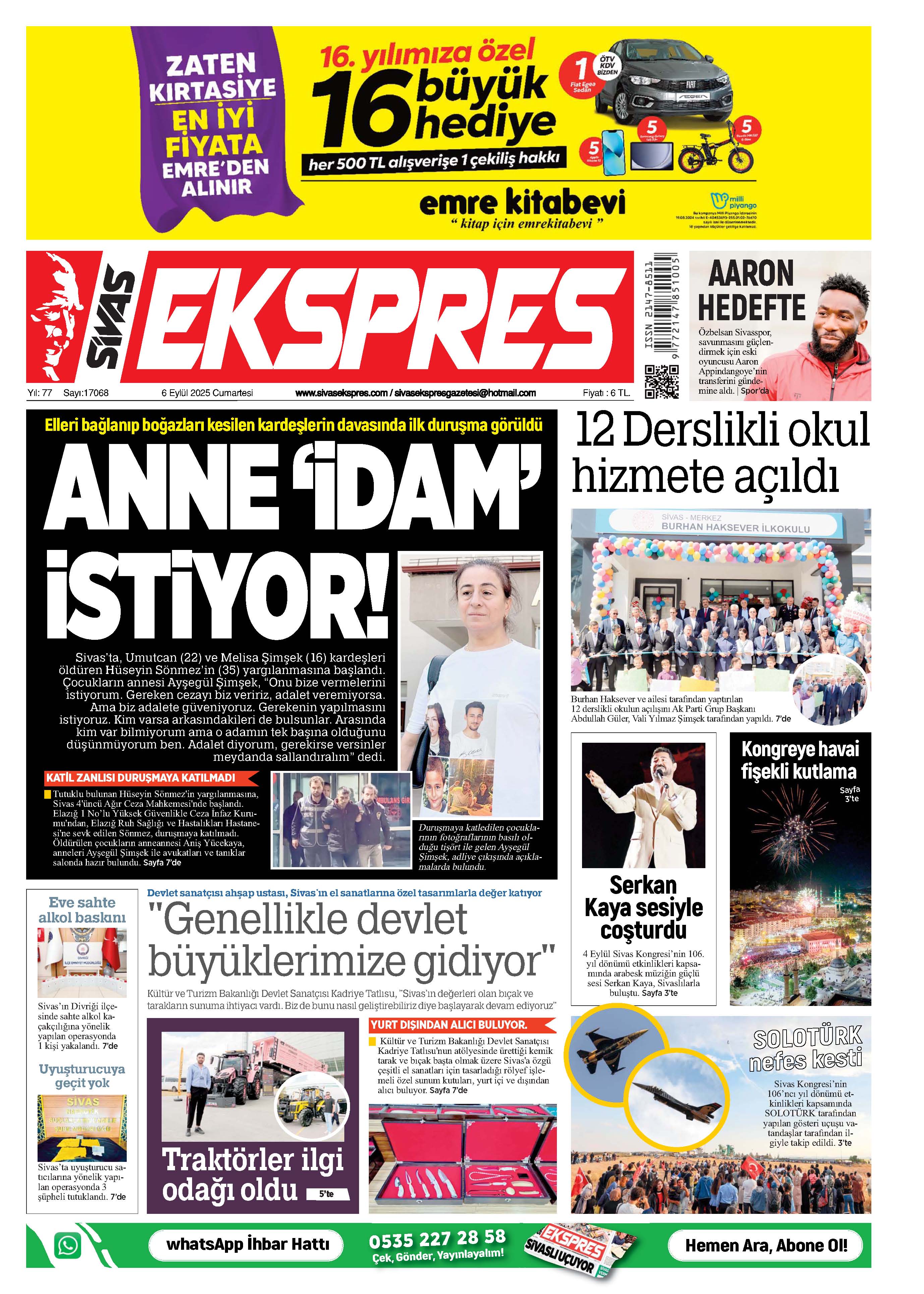 6 Eylül Tarihli Gazetemiz