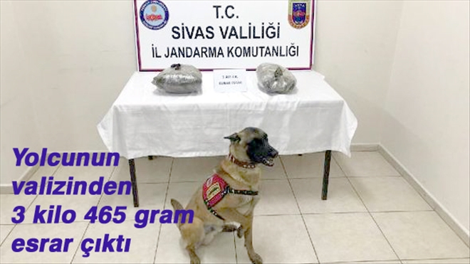 Yolcunun valizinden 3 kilo 465 gram esrar çıktı