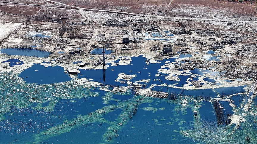 Baraj suyu çekilince eski 4 yerleşim yeri ortaya çıktı