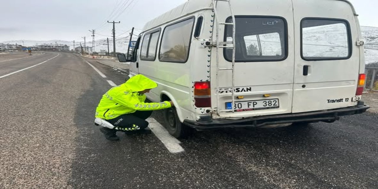 Sivas'ta kış lastiği denetimi