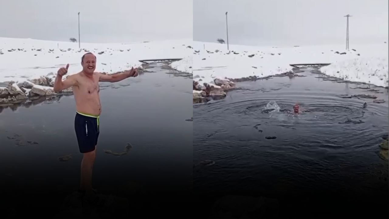 Dondurucu Sivas Havasında Meşhur Suya Cesur Dalış