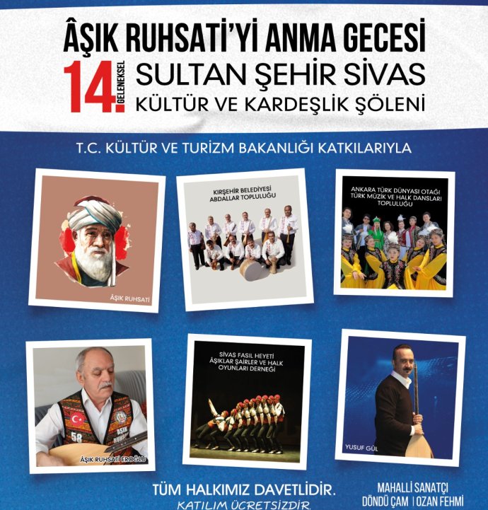 Âşık Ruhsati Sivas’ta Anılacak