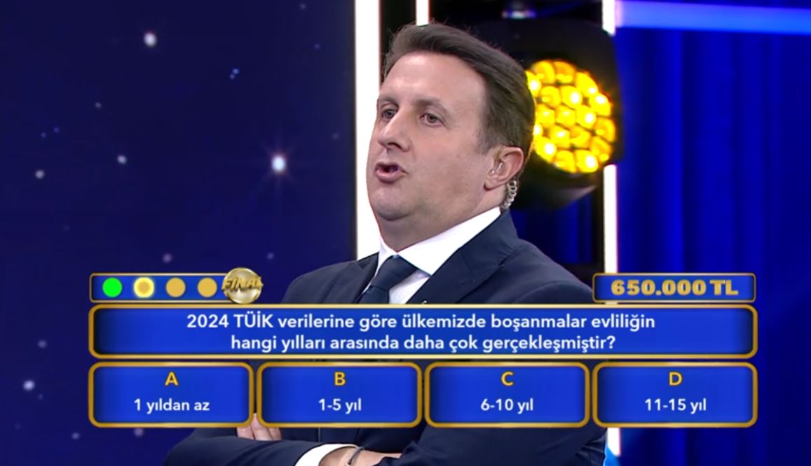 2024 TÜİK verilerine göre ülkemizde boşanmalar evliliğin hangi yılları arasında daha çok gerçekleşmiştir?