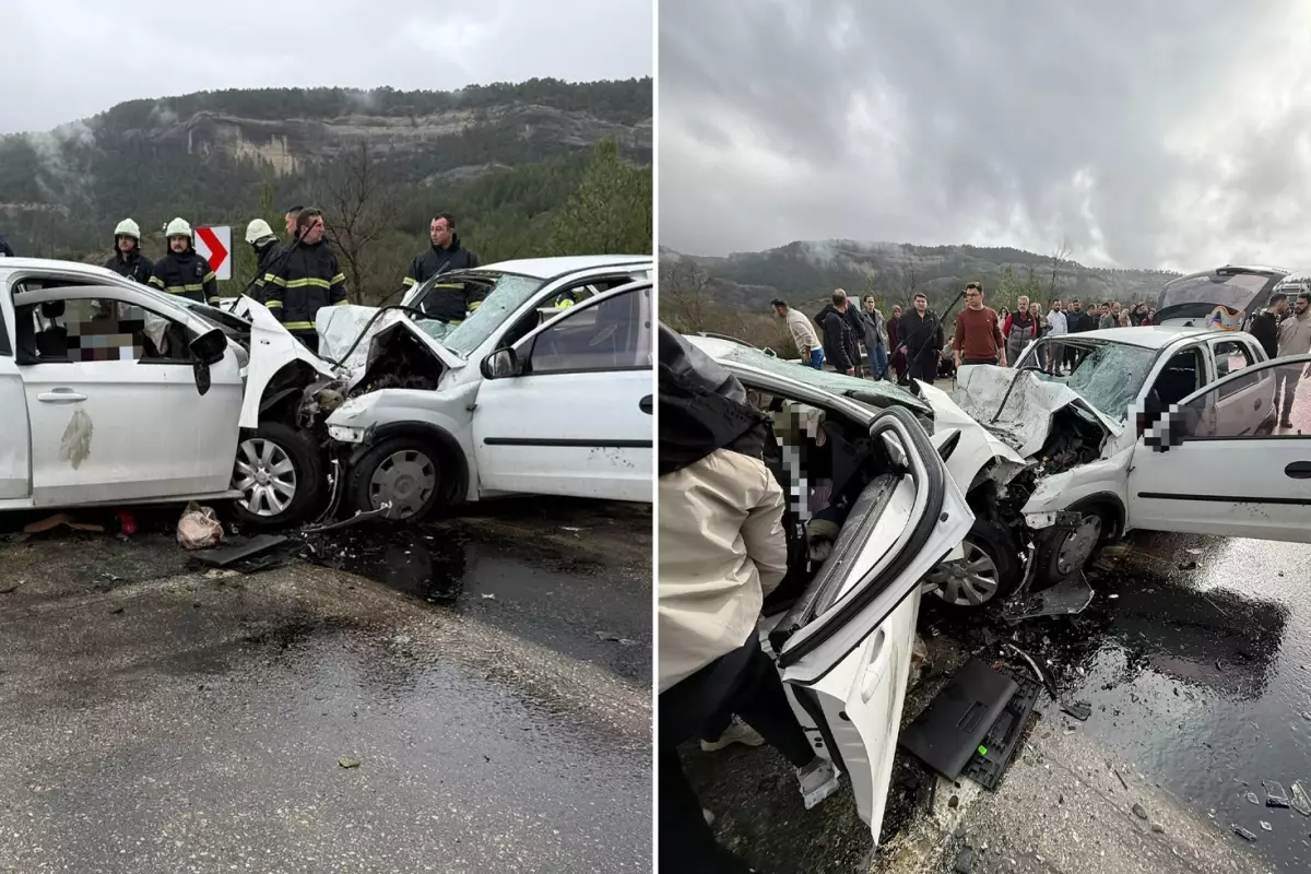 Katliam gibi kaza! 2 otomobil kafa kafaya çarpıştı