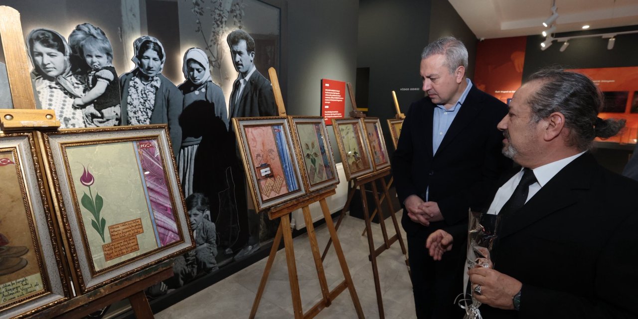 Âşık Veysel’in sözleri ebru ile hayat buldu