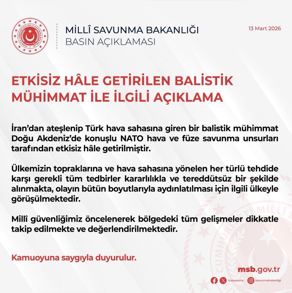 Türk Hava Sahasına Giren Füze Tehdidi Önlenildi