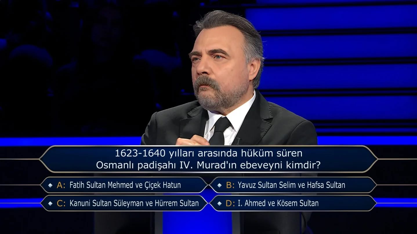 Milyoner'de 200 Bin TL'lik tarih sorusu: IV. Murad'ın annesi ve babası kimdir?