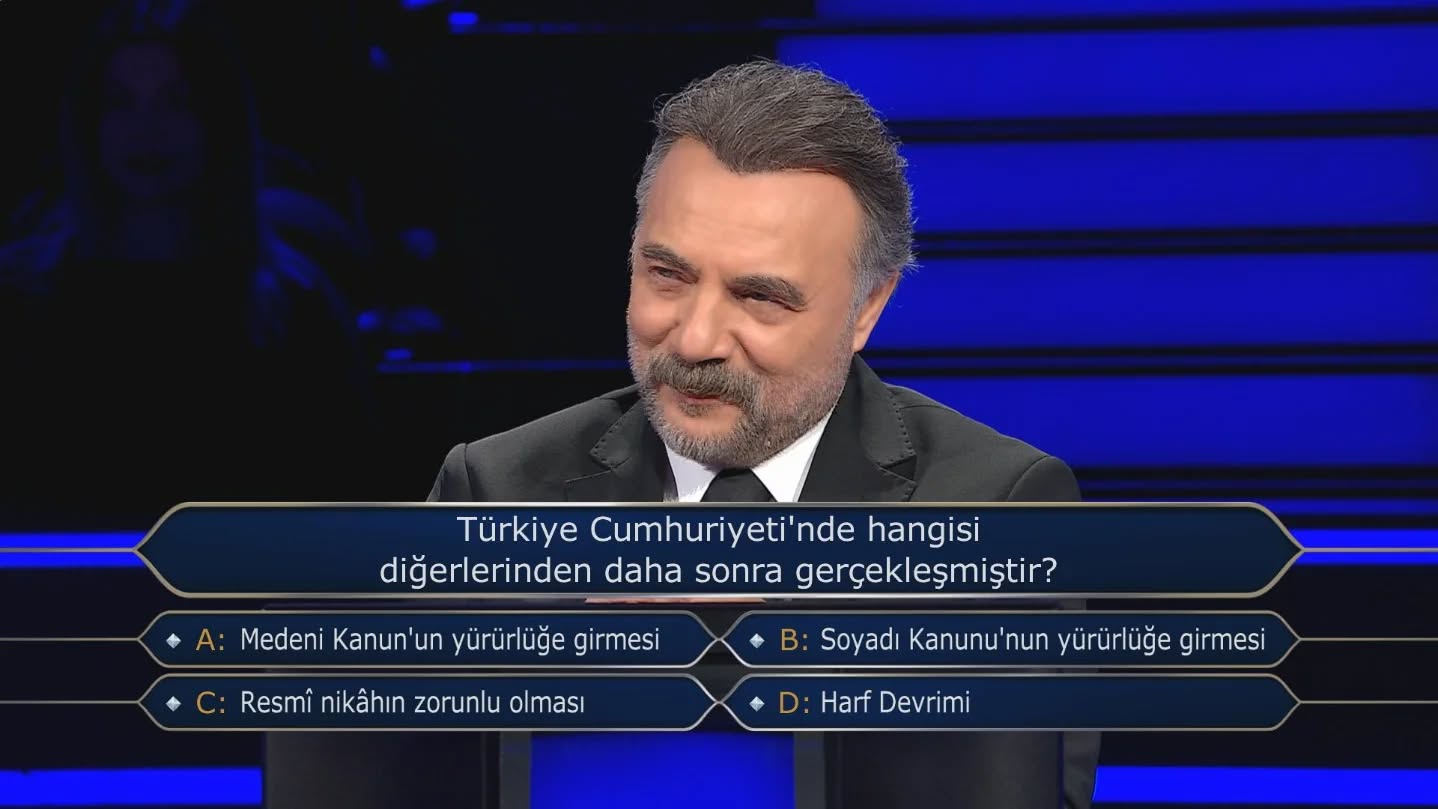 Türkiye Cumhuriyeti'nde hangisi diğerlerinden daha sonra gerçekleşmiştir? Milyoner sorusu