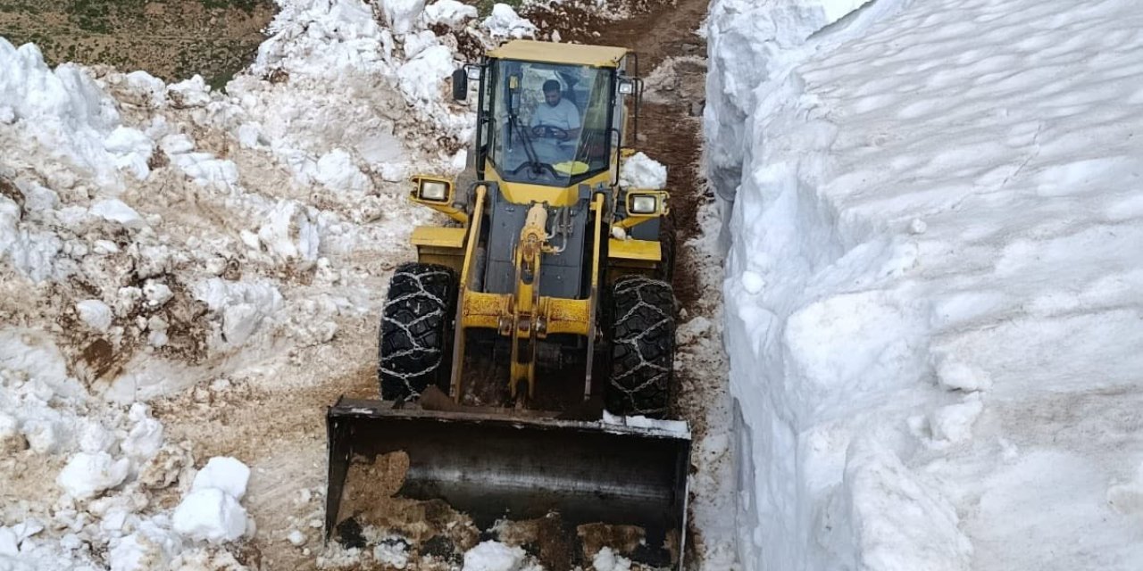 Sivas'ta yayla yollarında karla mücadele ediliyor