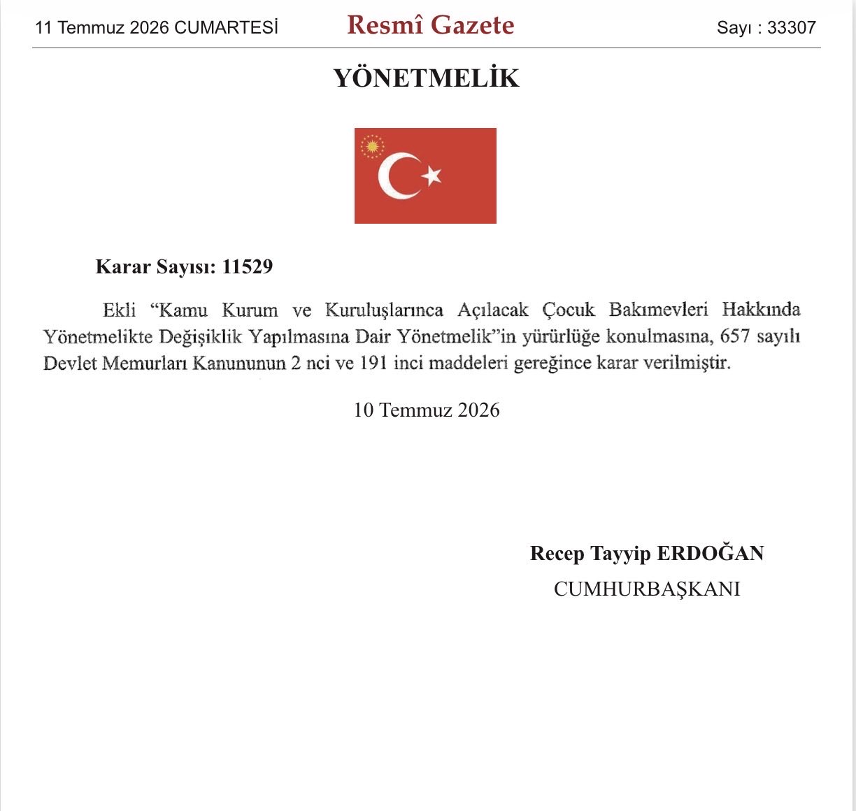 Kamu çalışanlarına kreş desteği