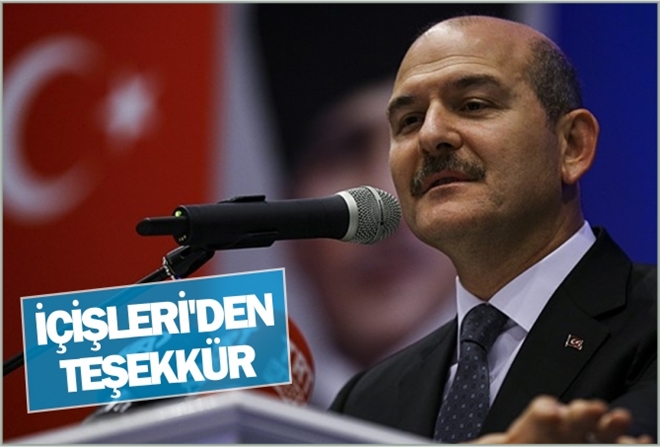 İÇİŞLERİ´NDEN TEŞEKKÜR