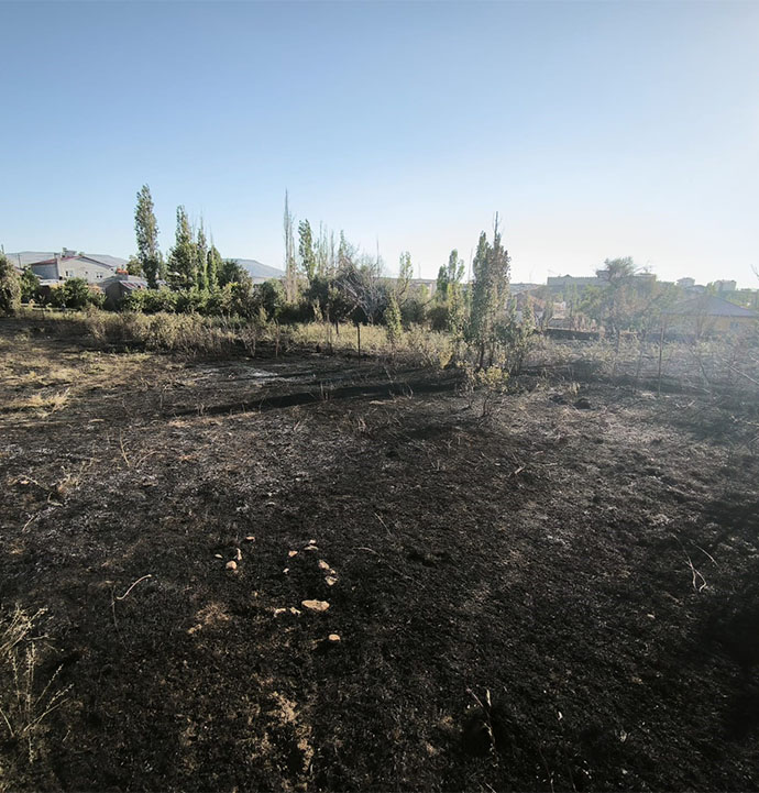 Sivas'ta bahçede çıkan yangın korkuttu
