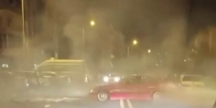 Sivas'ta trafiğe açık yolda drift attı