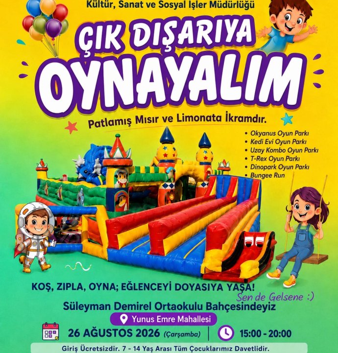 Sivas Belediyesi çocukları eğlenceye davet ediyor