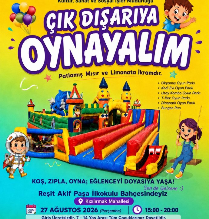 Sivas’ta çocuklar için “Çık Dışarıya, Oynayalım” etkinliği