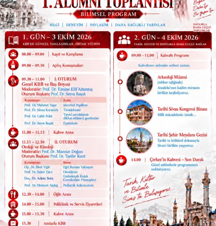 Cumhuriyet Üniversitesi KBB Mezunları Sivas’ta Buluşacak