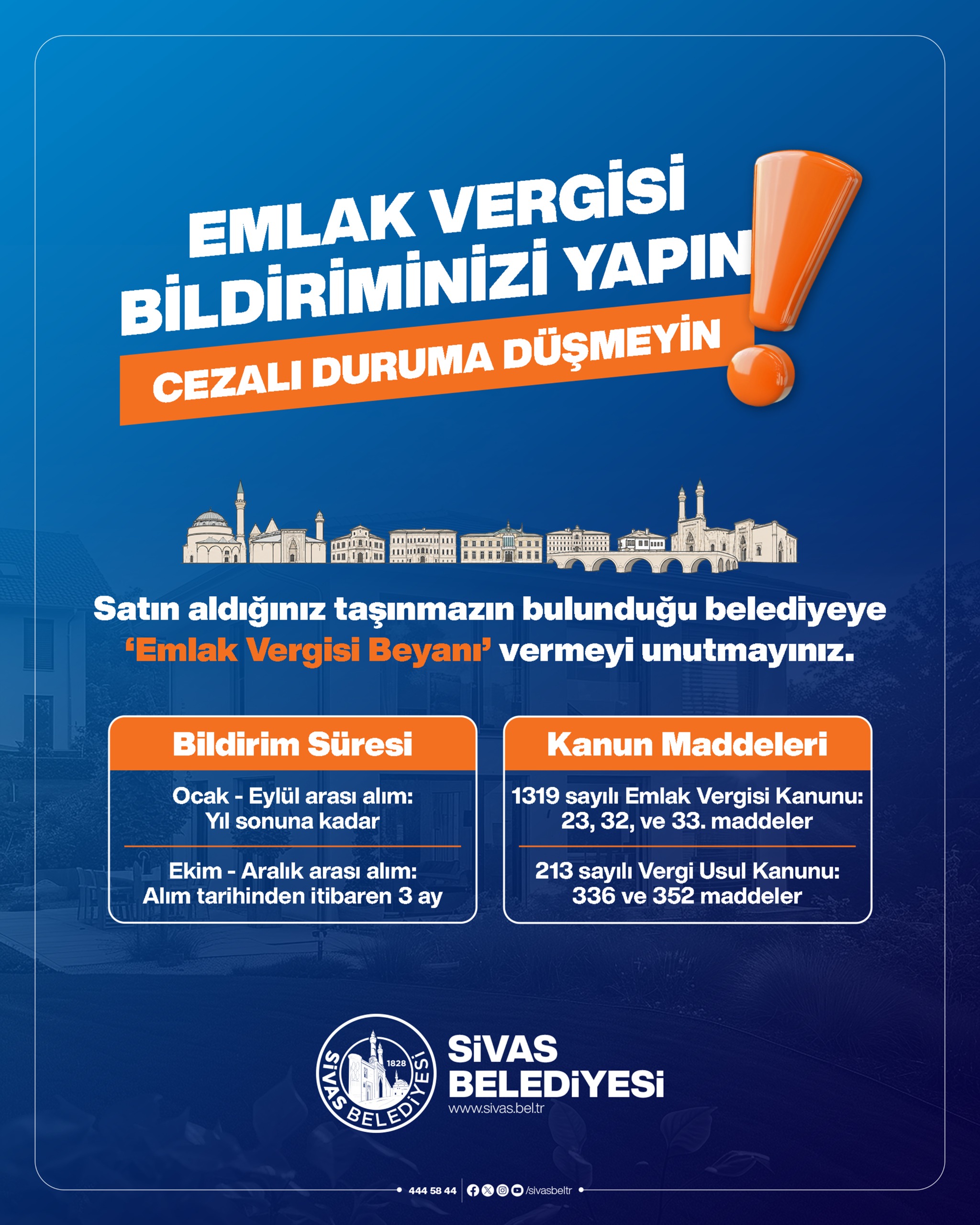 Sivas Belediyesi’nden Gayrimenkul Alanlara Uyarı