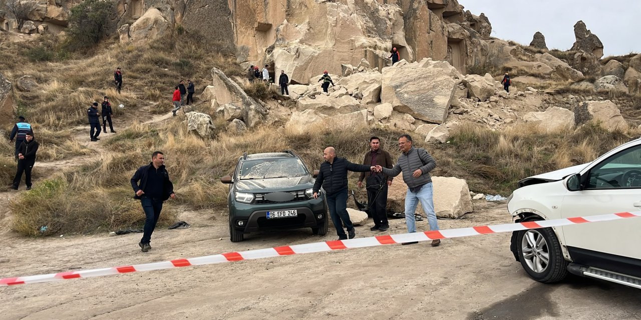 Kapadokya'da peribacası yıkıldı: 2 ölü