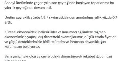 Sanayi üretimindeki toparlanma devam etti