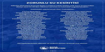 Sivas Susuz Kalacak: 48 Bölgede Sular Akmayacak