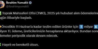 Hububat alım bedeli bekleyenlere müjde