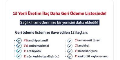 12 ilaç daha geri ödeme listesine alındı