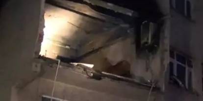 Kağıthane’deki 6 katlı apartmanda patlama anları kameralara yansıdı.