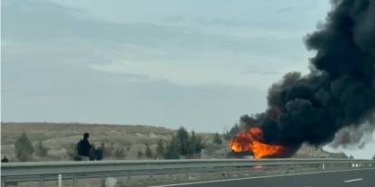 Seyir halindeki otobüste yangın çıktı