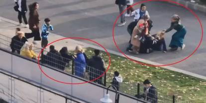 Adliye önünde tekmeli-yumruklu kavga