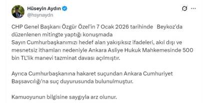 Erdoğan'dan Özel'e 500 bin liralık tazminat davası