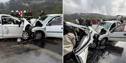 Katliam gibi kaza! 2 otomobil kafa kafaya çarpıştı