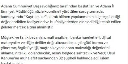 'Kuytulcular' olarak bilinen yapılanmaya operasyon; 32 şüpheli hakkında adli işlem
