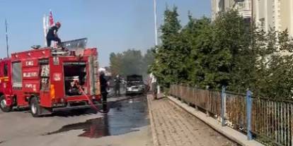 Sivas'ta benzinlikte araç yangını
