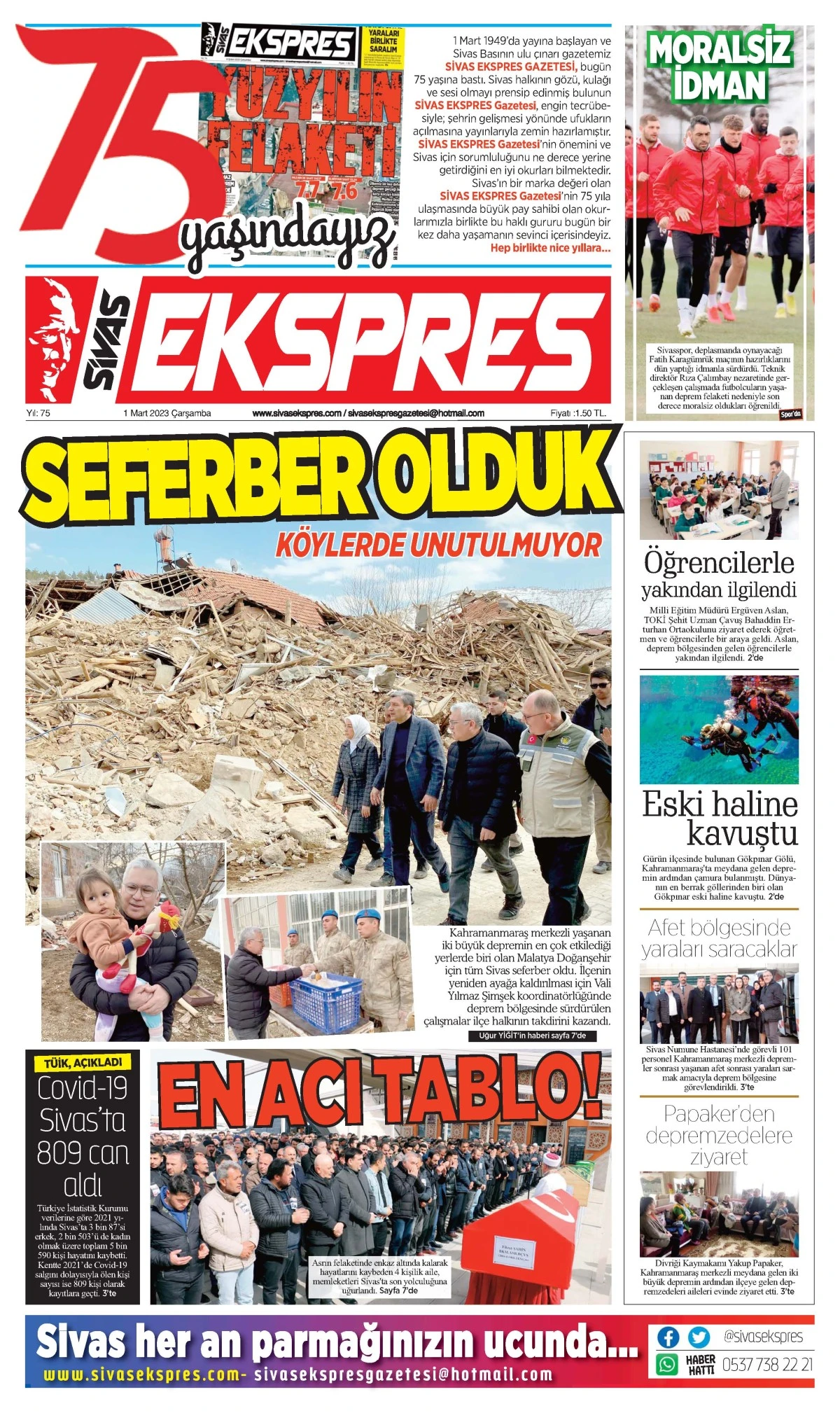 01-03-2023 tarihli  Sivas Ekspres Gazetesi