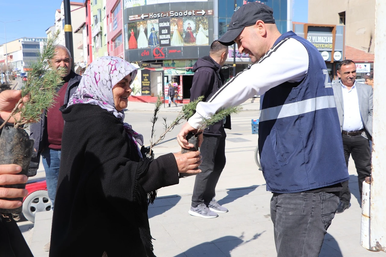 Sivas'ta Belediyeden Vatandaşlara Fidan Dağıtımı