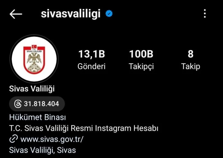 Sivas Valiliği Sosyal Medyada Lider