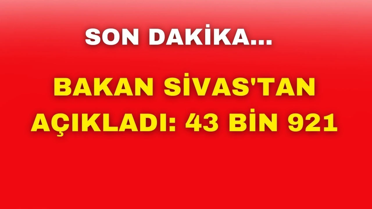 SON DAKİKA: Bakan Sivas'tan Açıkladı:  43 bin 921