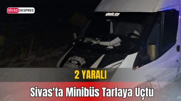 Sivas'ta Minibüs Tarlaya Uçtu